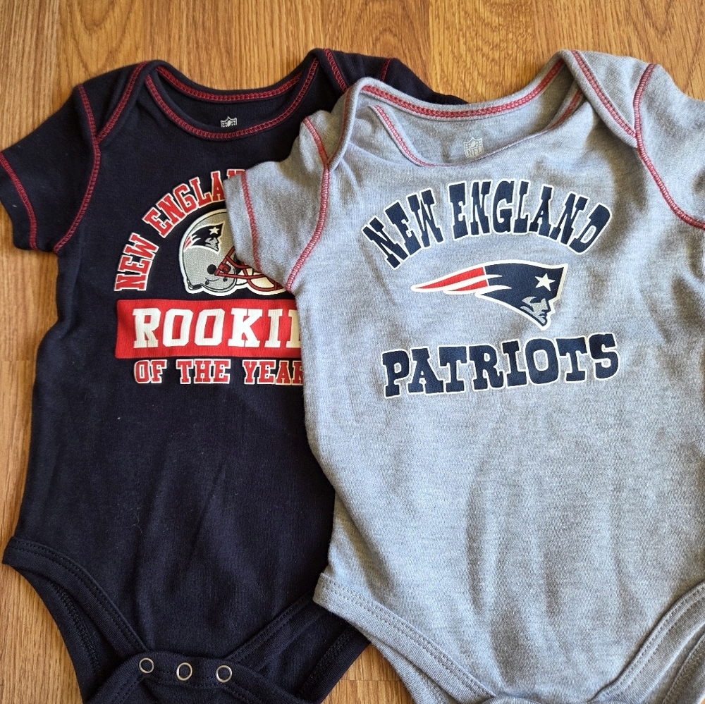 NFL New England Patriots Baby 6-9M 2pc Set New 100% Cotton Superbowl